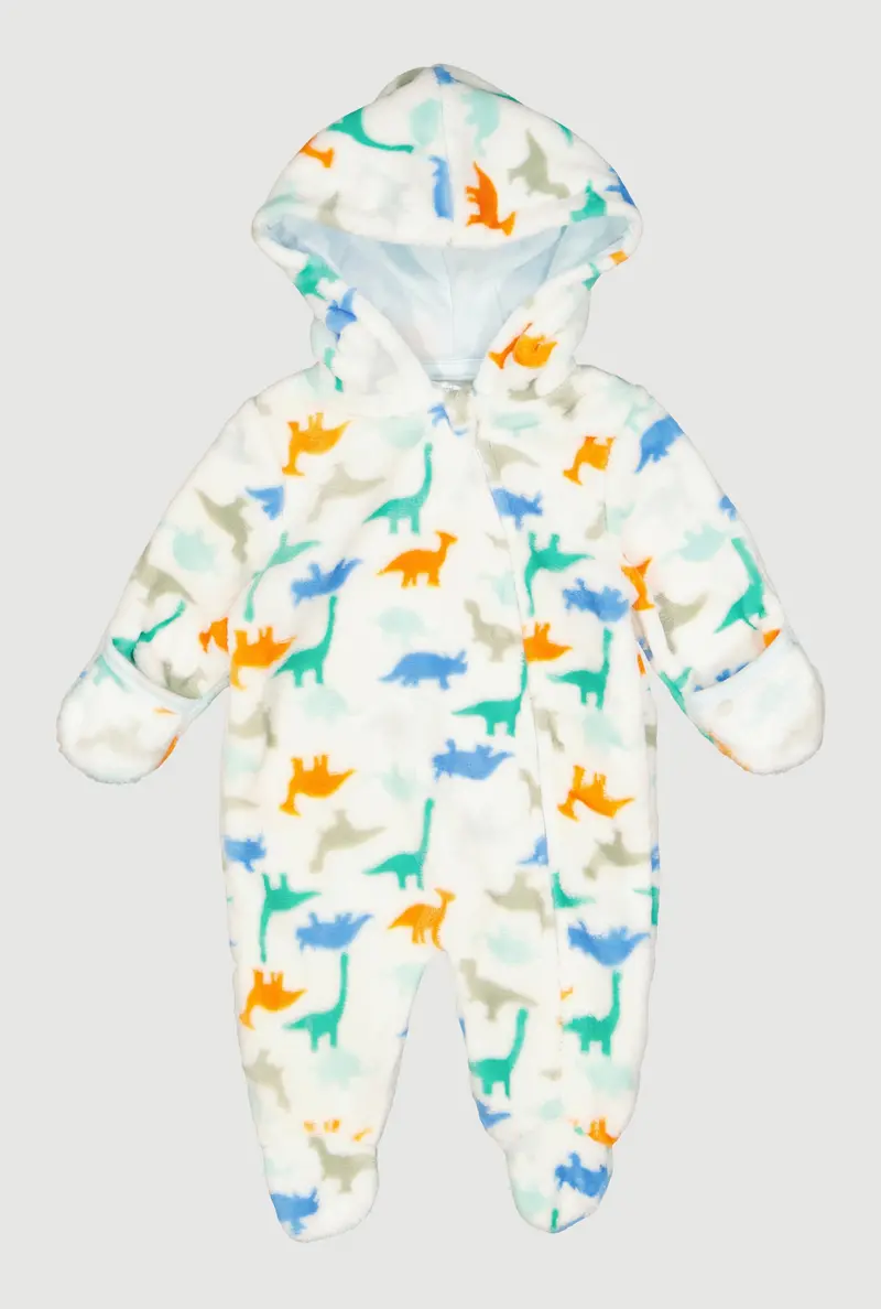 Dinosaur-Themed Hooded Footed Jumpsuit For Baby Boys (0–9 Months) 1