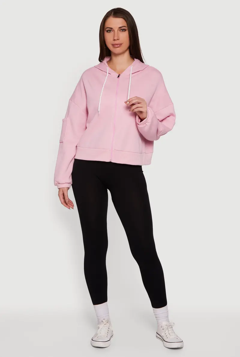 Drop-Shoulder Hooded Sweatshirt With Full Zip 1