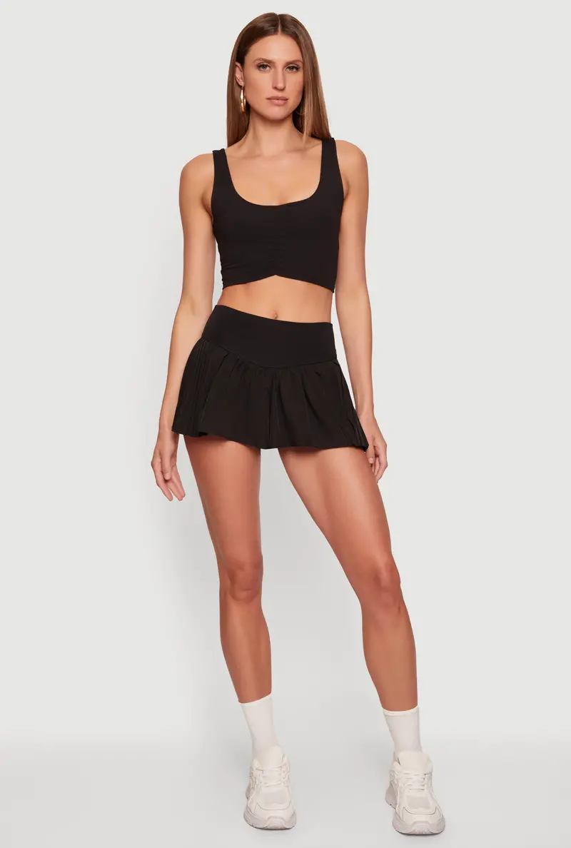 Drop-Waist Pleated Sport Shorts With Lined Interior 1