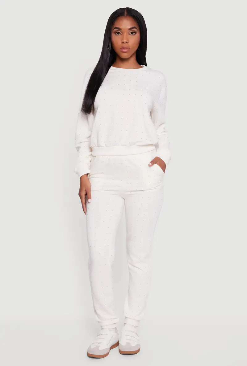 Elastic-Waist Joggers With Rhinestone Detailing 1