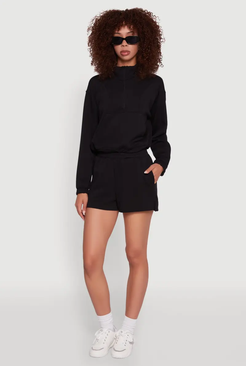 Elastic-Waist Sweatshorts With Side Slits 1