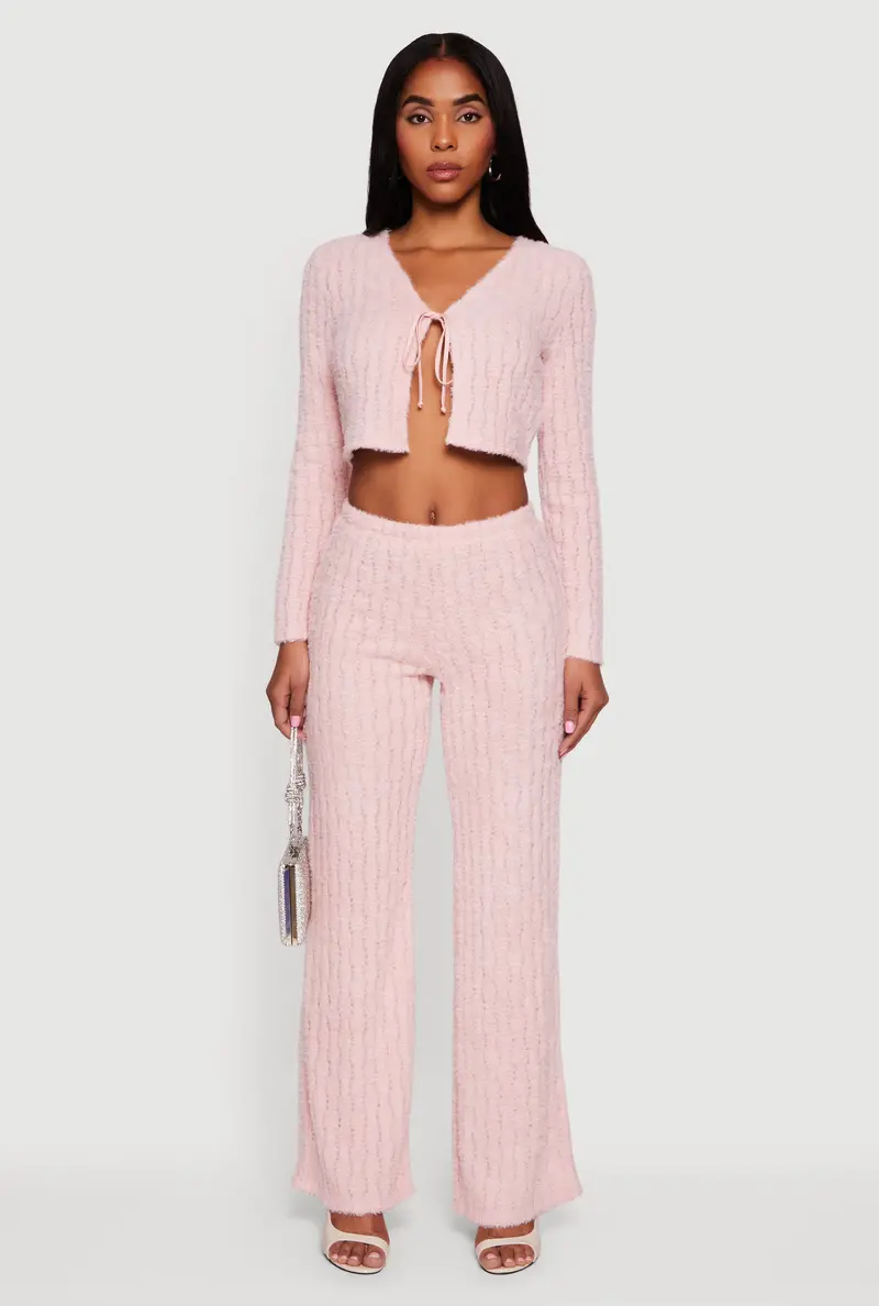 Eyelash Knit Straight-Leg Pants – Pull-On Comfort 1