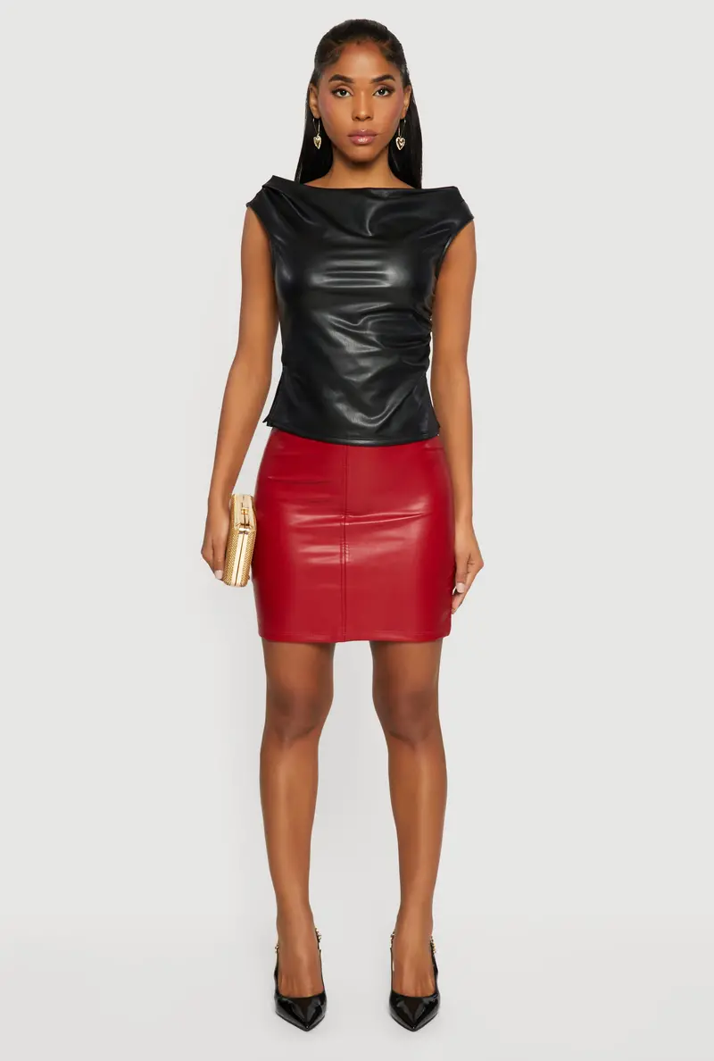 Faux Leather Pencil Skirt – Sleek Mini Length 1