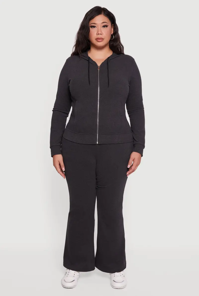 Flared Sweatpants In Soft Ribbed Knit For Curvy Figures 1