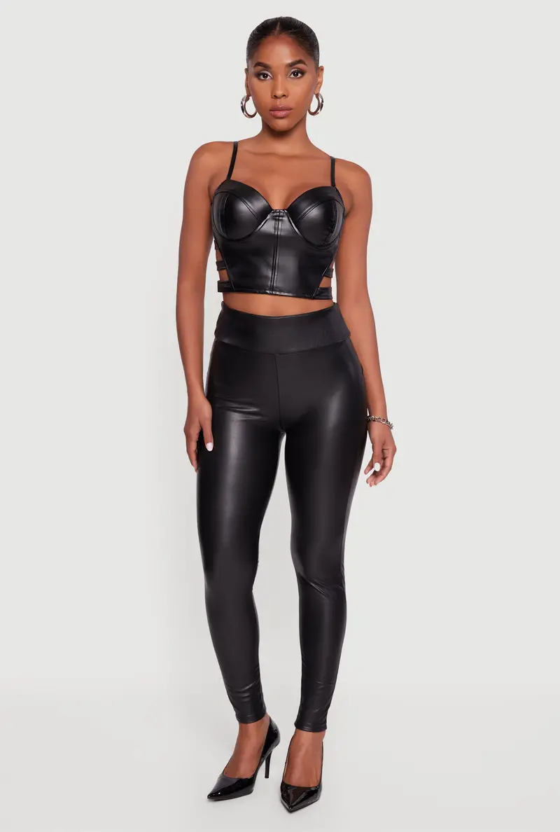 Fleece-Lined Faux Leather Leggings – High-Waisted Fit 1