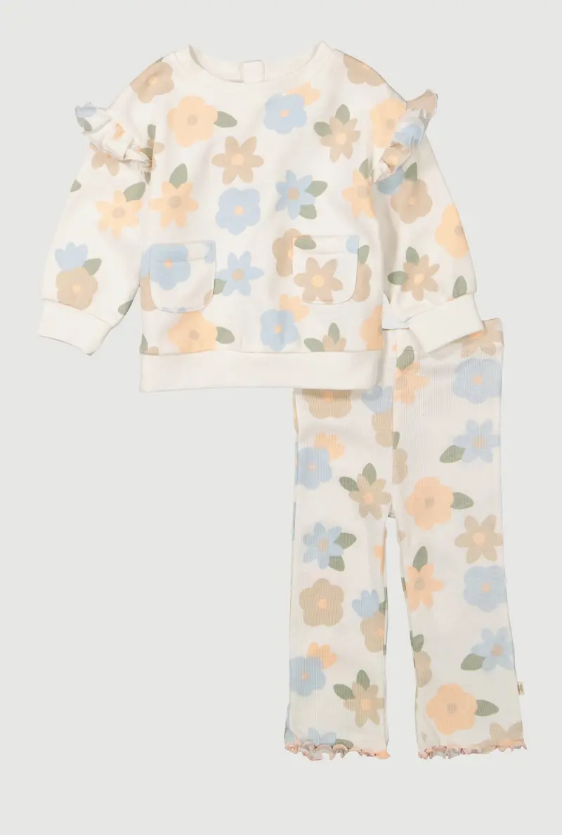 Floral Print Sweatshirt And Stretch Leggings For Toddlers (12–24 Months) 1
