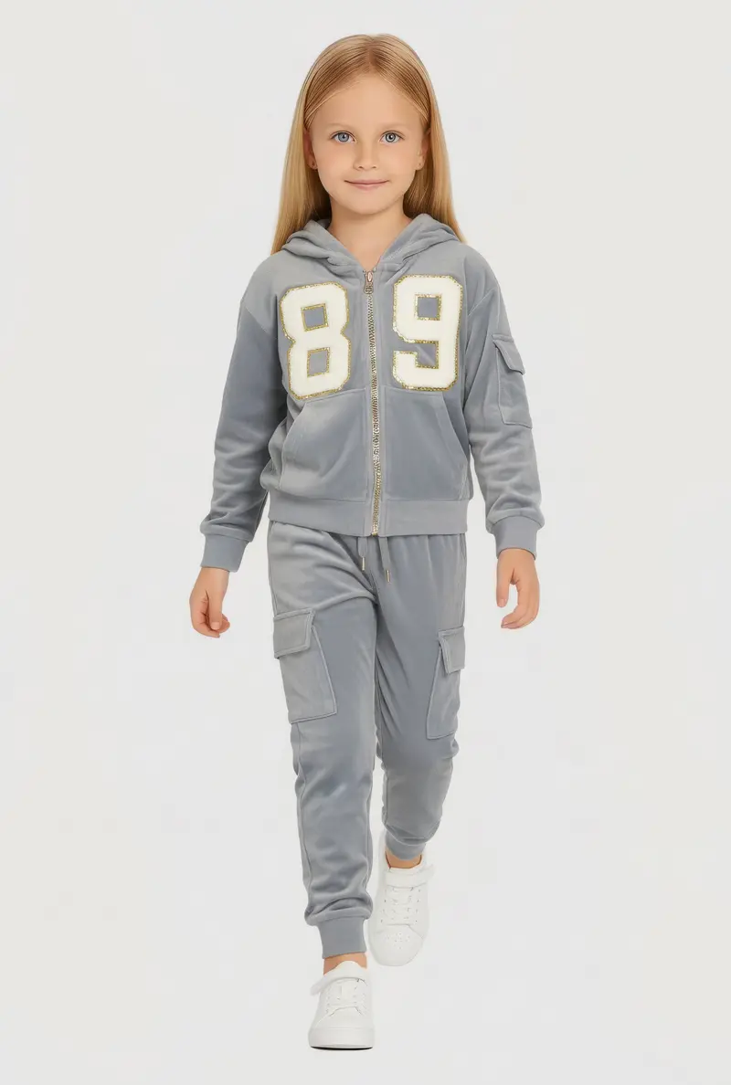Girls '89 Graphic Hoodie & Cargo Sweatpants Set 1