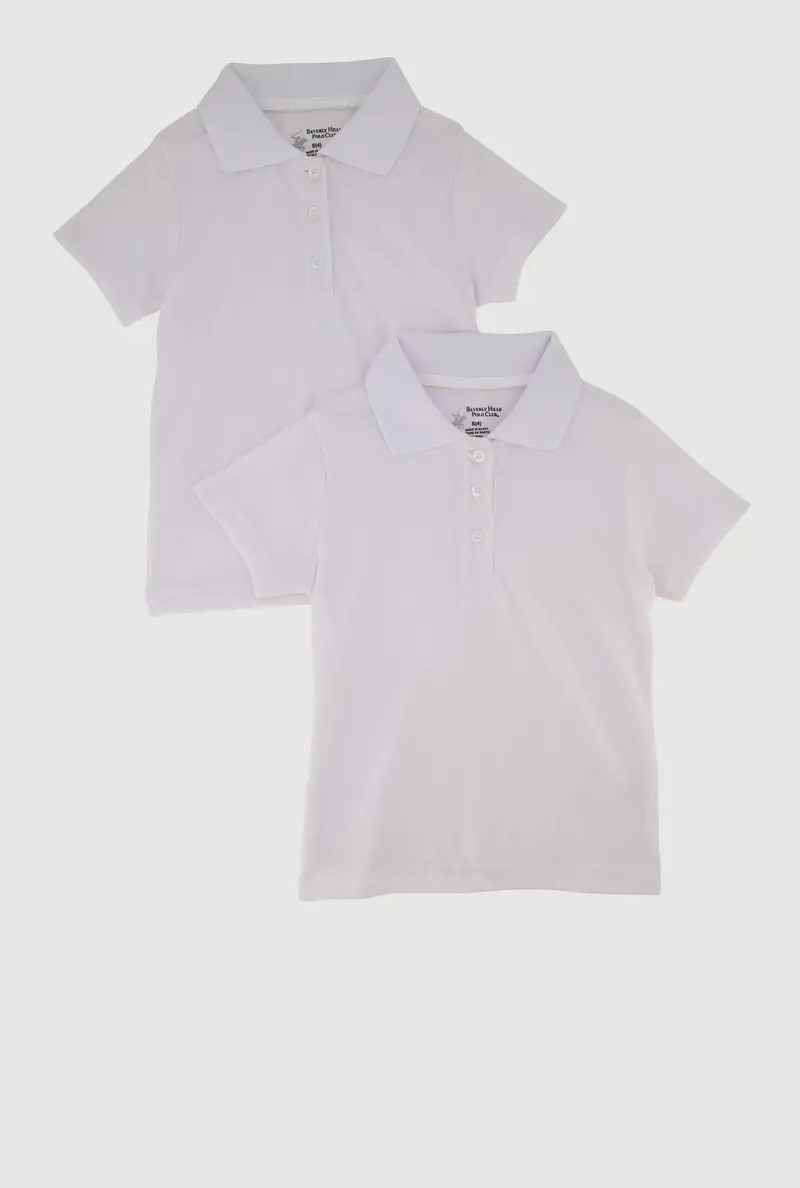 Girls' Basic Short-Sleeve Polo Shirts (2-Pack) For Ages 4–6X 1