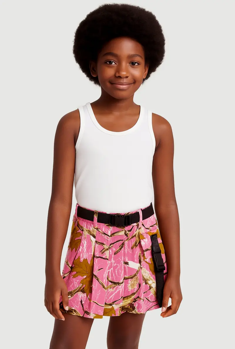 Girls' Hunter Camo Belted Skirt With Cargo Pockets 1