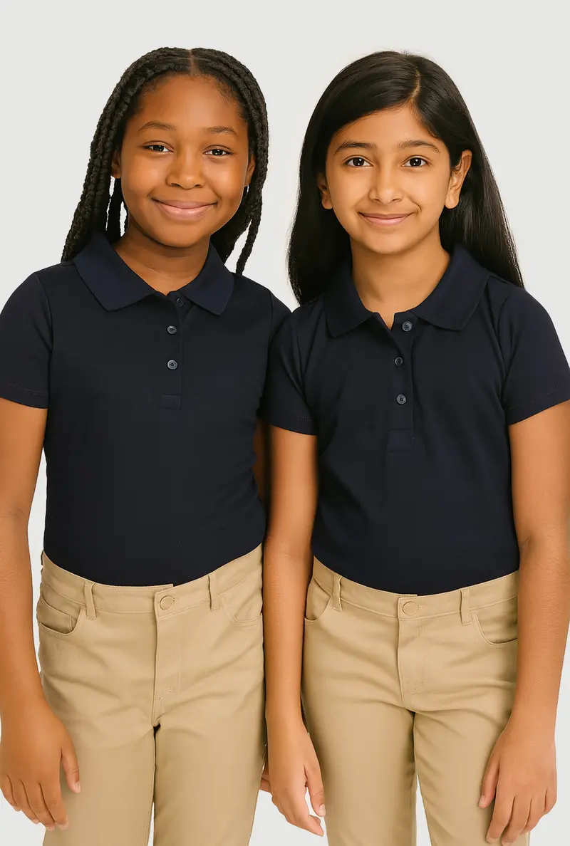 Girls' School Uniform Polo Shirts (2-Pack) 1