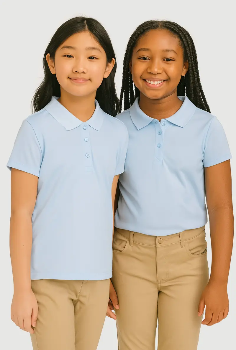 Girls' Solid Polo Shirts (2-Pack), Sizes 7–14 1