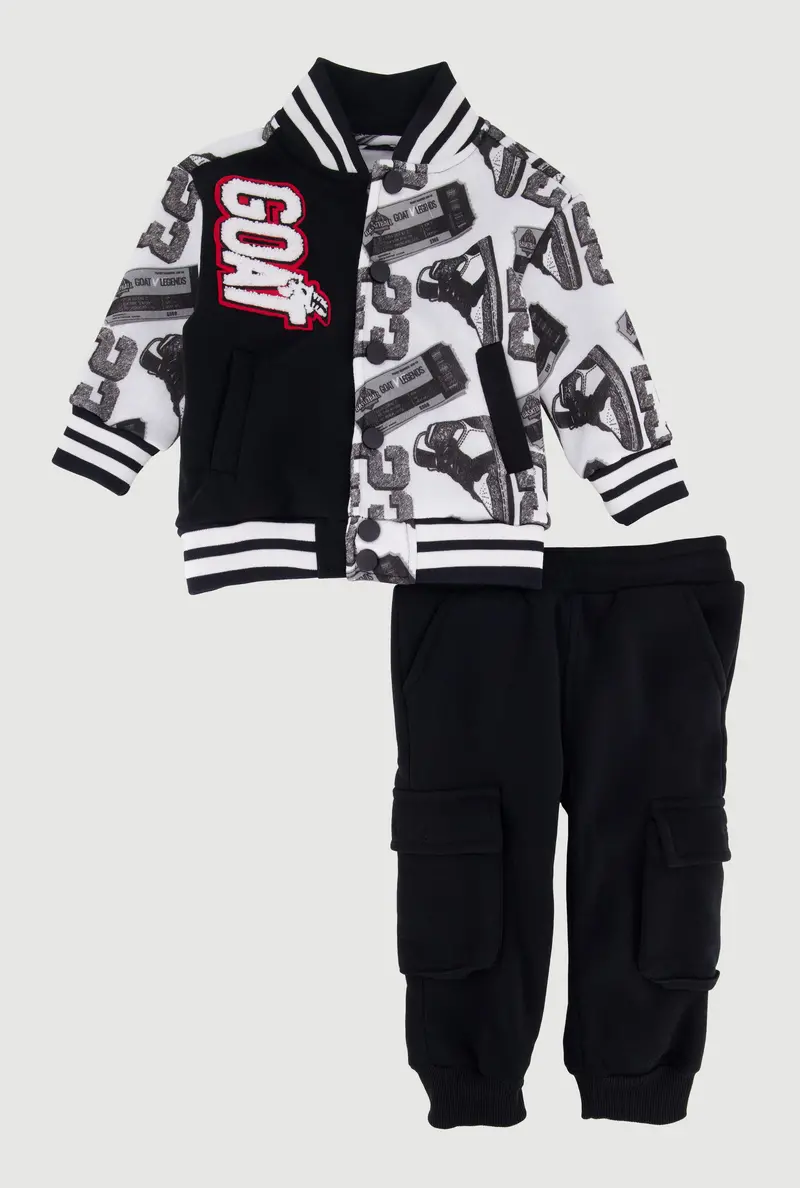 Goat Sneaker Print Varsity Set For Baby Boys – Jacket & Joggers (12–24M) 1