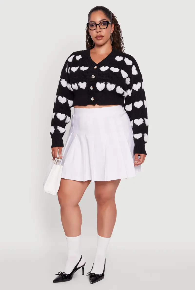 Heart Graphic Cardigan With Button Front – Plus Size 1