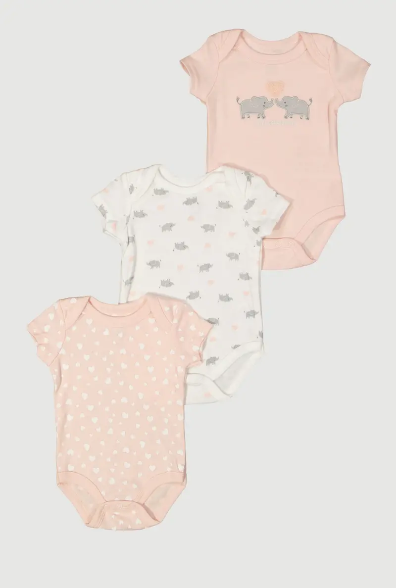 Hello Big World Printed Bodysuits – 3-Pack For Baby Girls (0–9 Months) 1