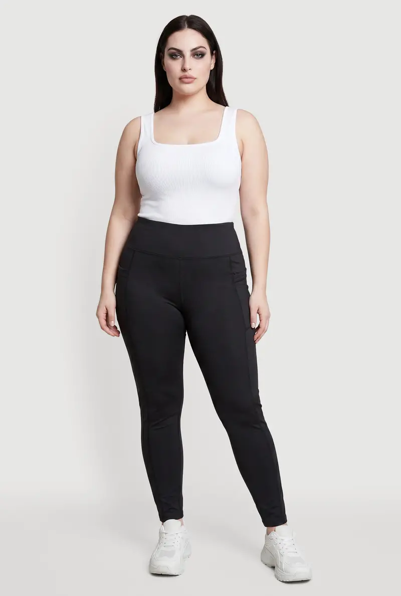 High-Waisted Cell Phone Pocket Leggings – Plus Size 1