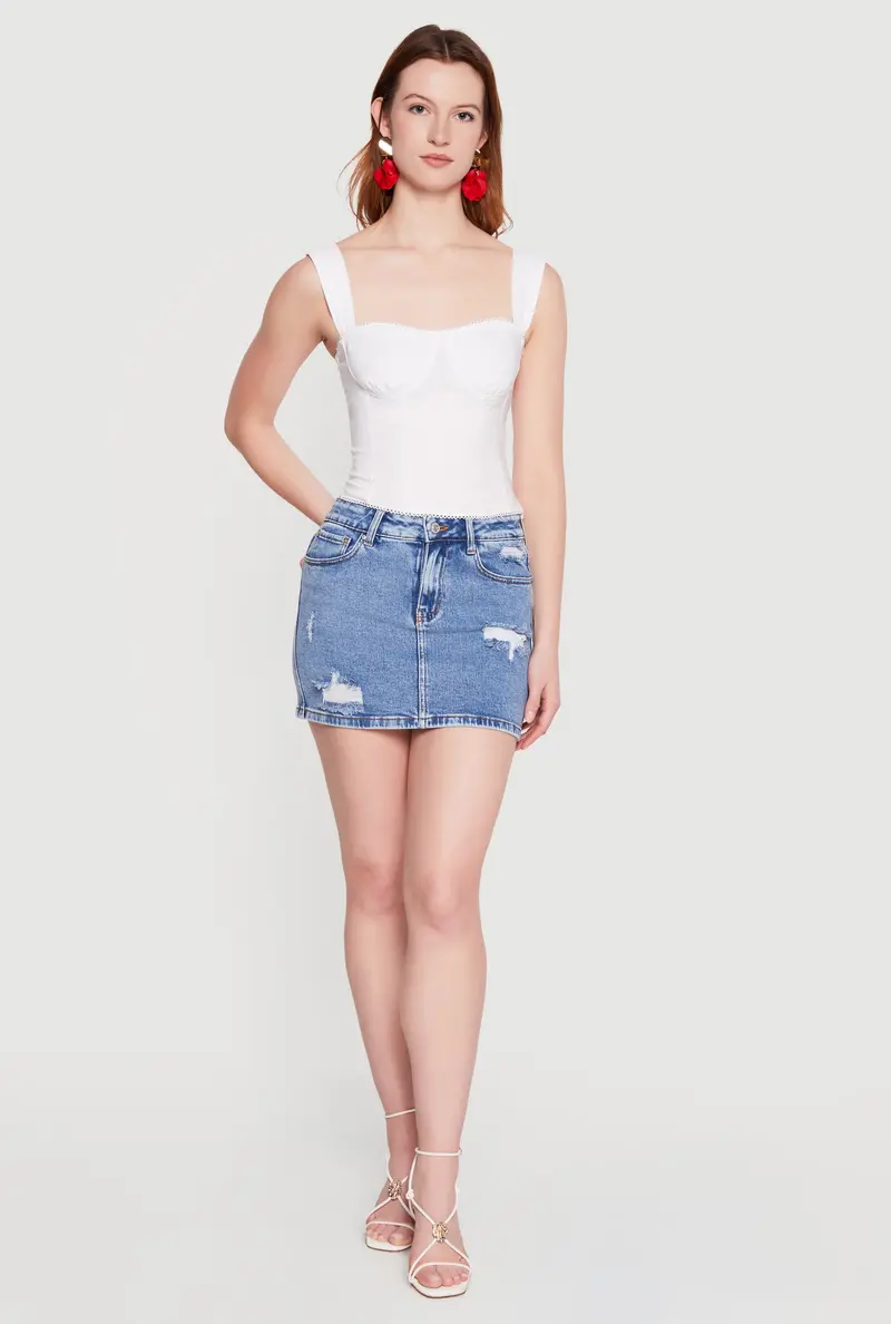 High-Waisted Distressed Mini Skirt – Vintage-Inspired Denim Style 1