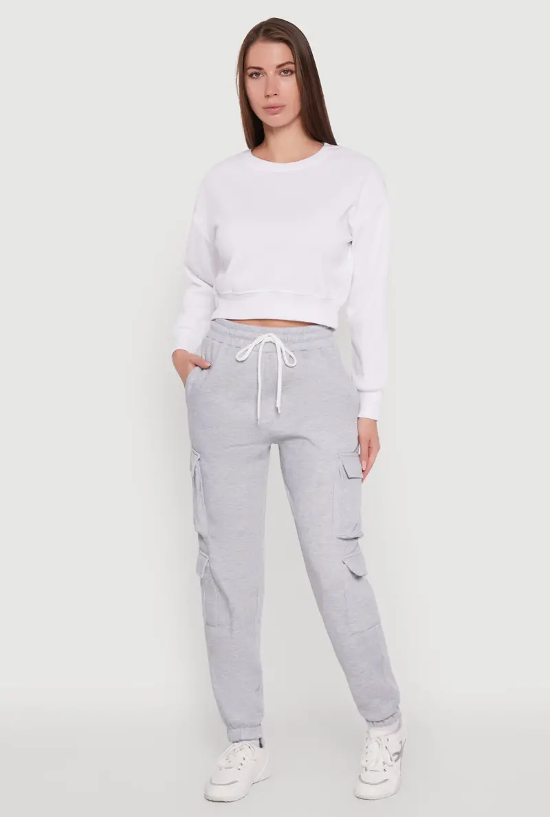 High-Waisted Drawstring Cargo Sweatpants With Functional Pockets 1