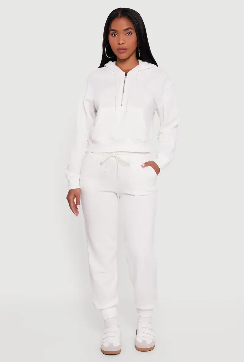 High-Waisted Fleece-Lined Joggers With Adjustable Drawstring 1