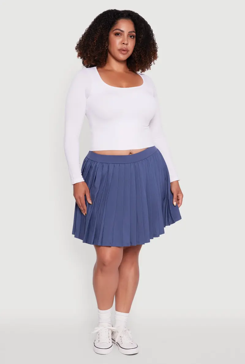 High-Waisted Pleated Mini Tennis Skirt – Plus Size 1