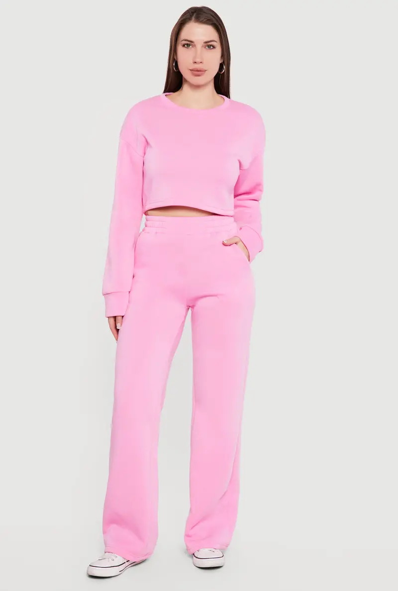 High-Waisted Wide-Leg Pull-On Sweatpants 1