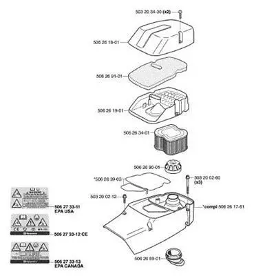 Husqvarna Air Filter – Compatible With Models 371, 375K, And Part #506263401 1