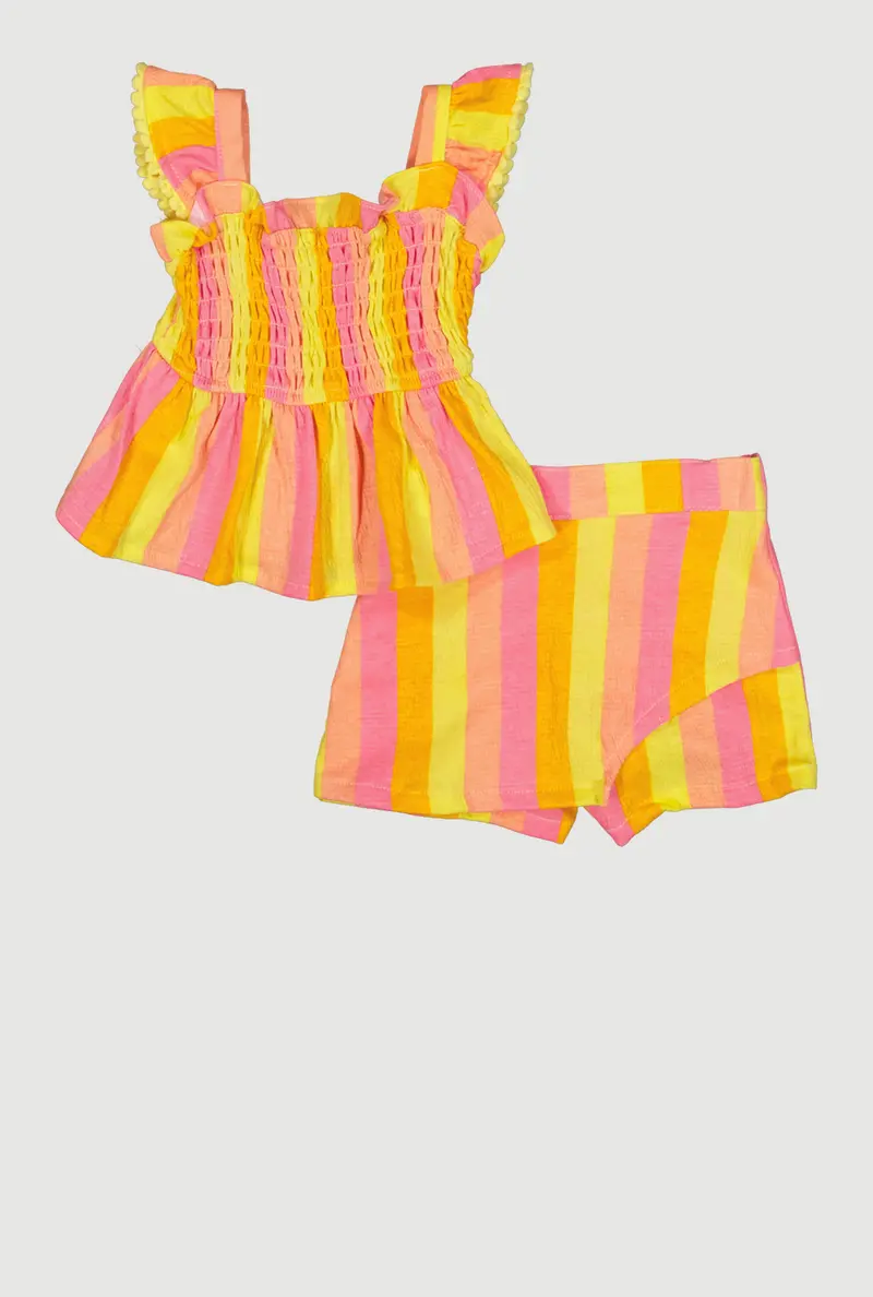 Infant Striped Peplum Outfit – Matching Top And Skort For 12–24M 1