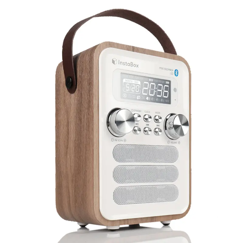 Instabox I10 Wooden Bluetooth Speaker & Fm Clock Radio – Vintage Design 1