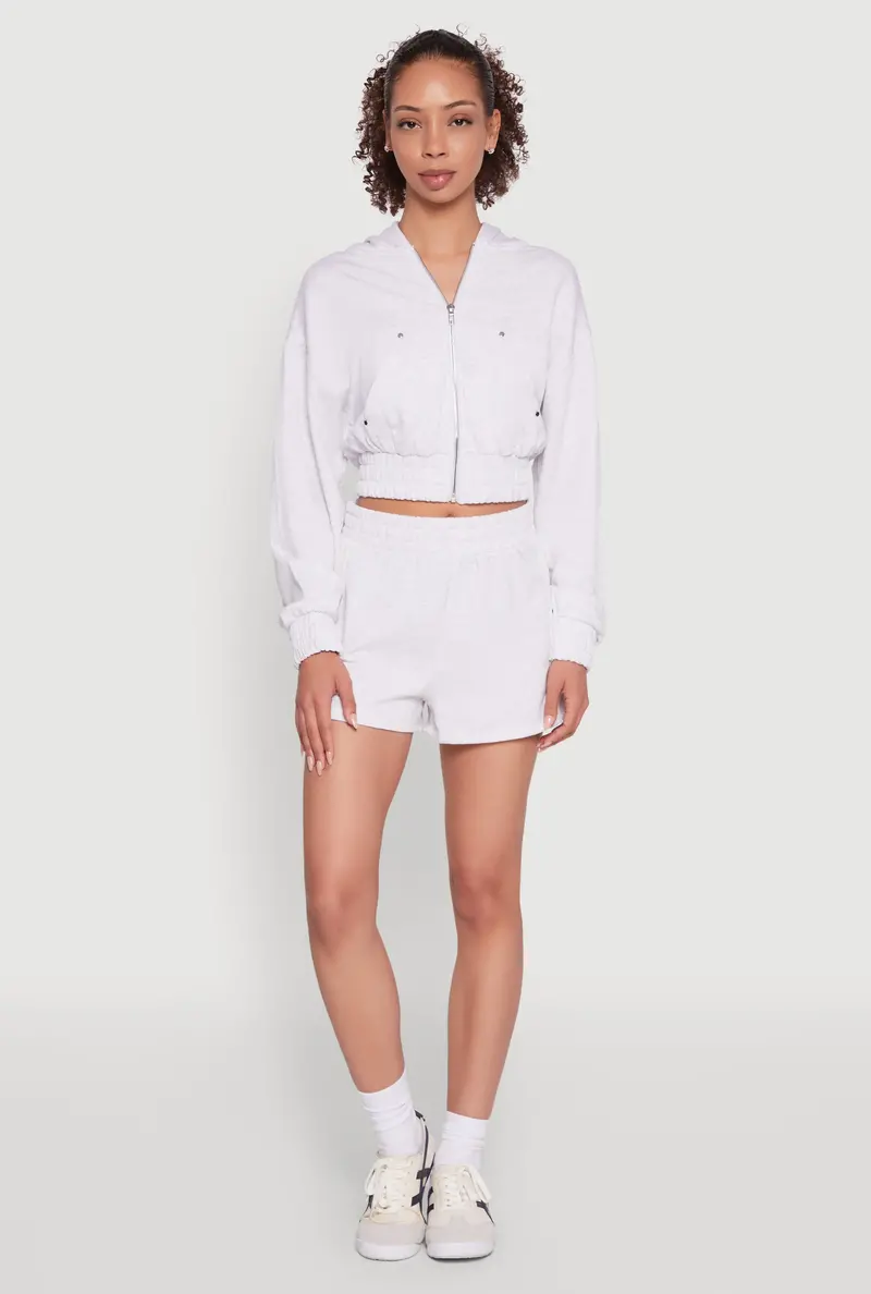 Iris Varsity Stripe Fleece Shorts With High-Waisted Fit 1