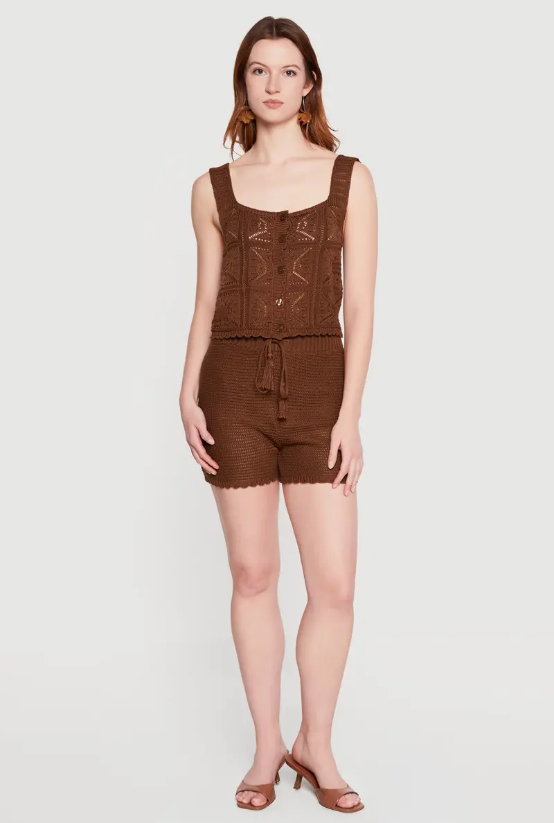Lightweight Handcrafted Crochet Shorts With Tie-Waist Design 1