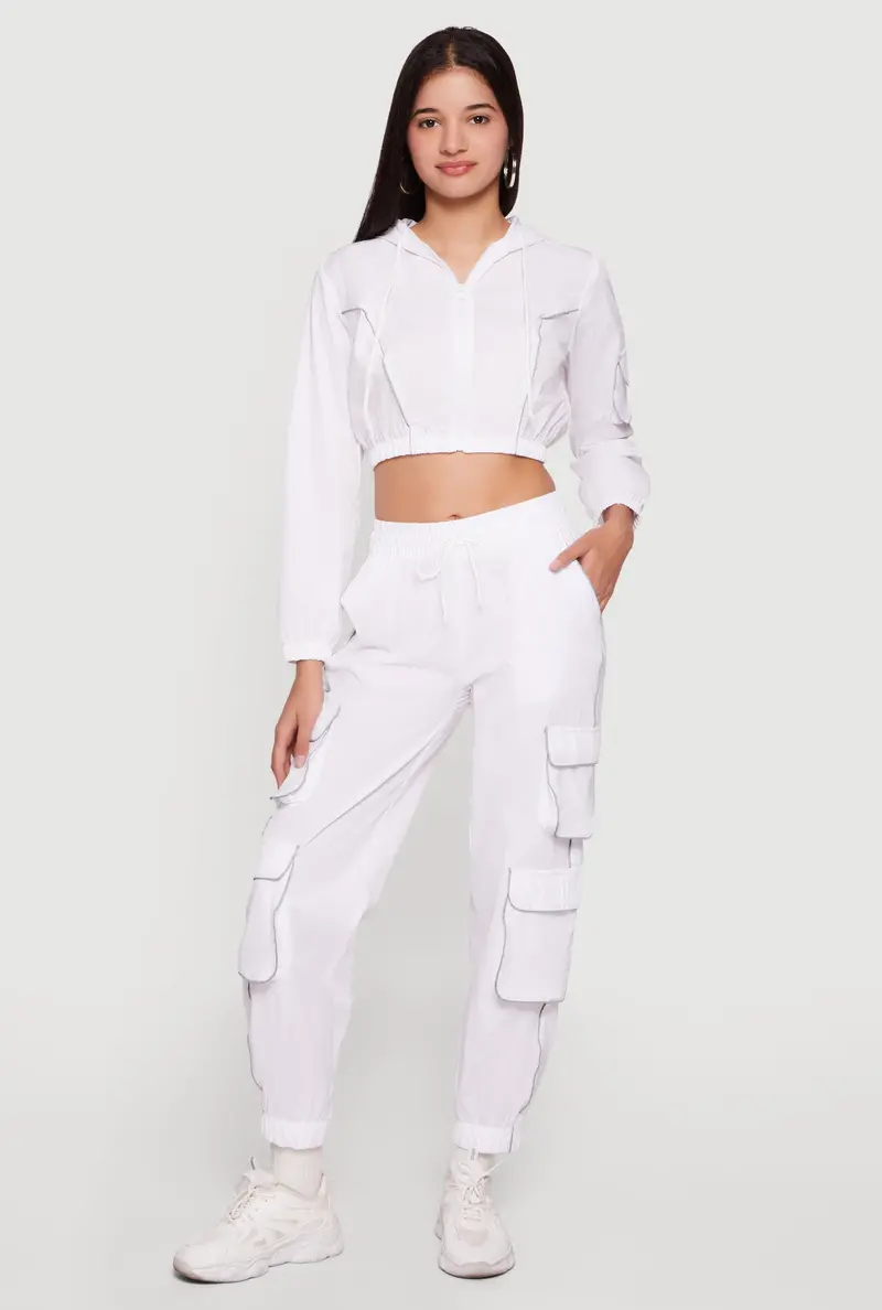 Lightweight Nylon Joggers Featuring Functional Pockets & Elastic Waist 1