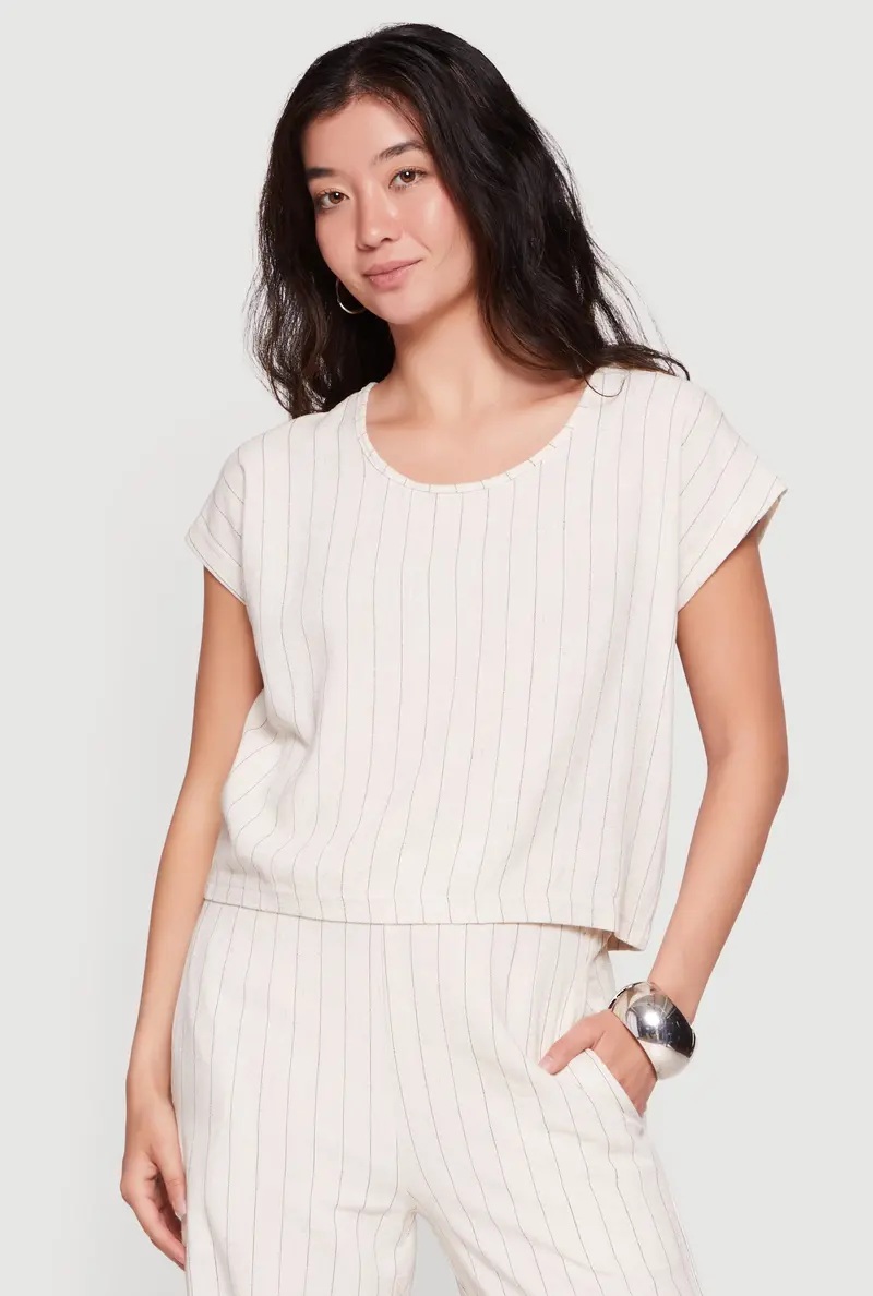 Linen Blouse With Scoop Neck And Dolman Sleeves 1