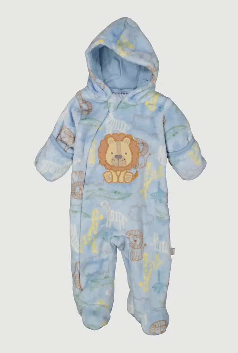 Lion-Themed Hooded Footed Jumpsuit For Newborn To 9-Month-Old Boys 1