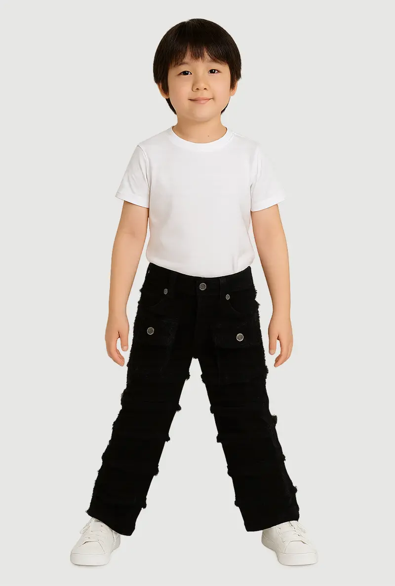 Little Boys' Solid Frayed Tiered Distressed Jeans 1