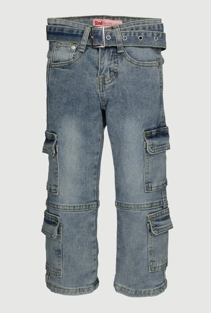 Little Girls' Acid-Wash Mid-Rise Straight-Leg Denim Jeans 1