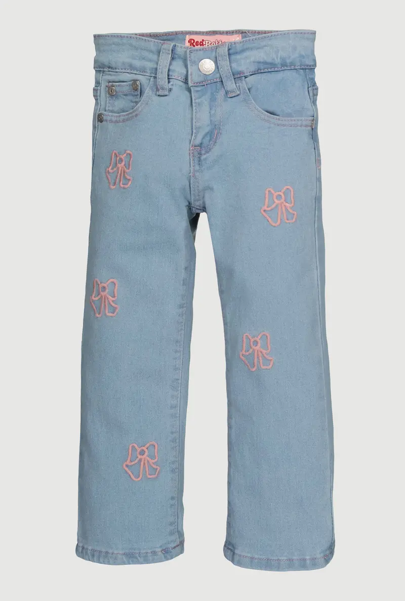 Little Girls' Embroidered Bow-Detail Jeans 1