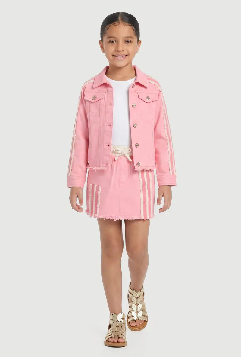 Little Girls' Sporty Varsity Stripe Skort For Everyday Wear 1