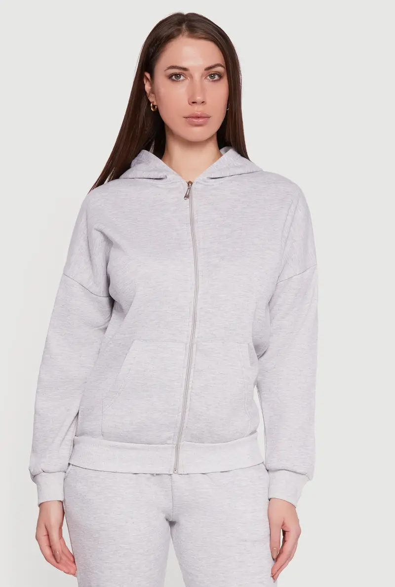 Long-Sleeve Drop-Shoulder Hoodie With Full Zip 1