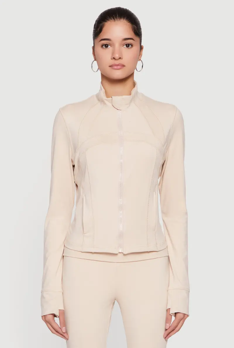 Long-Sleeve Mock Neck Active Jacket With Full Zip 1