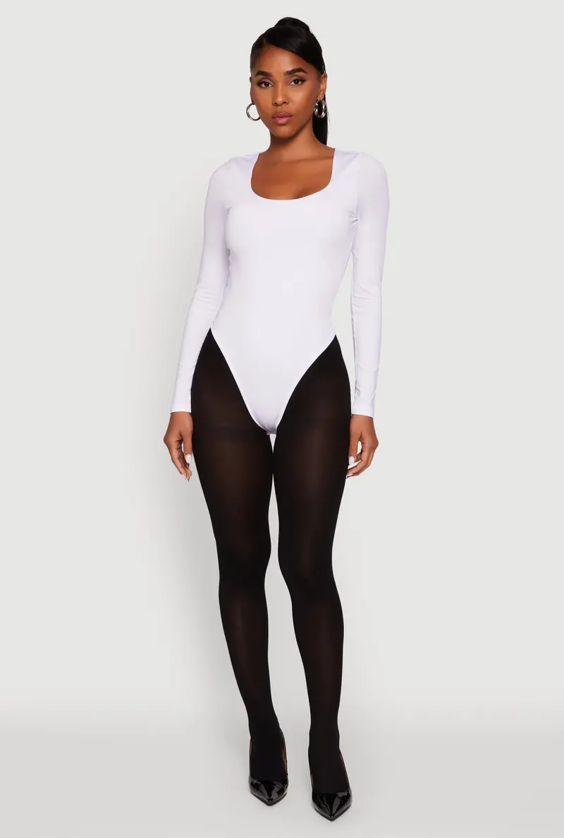 Long Sleeve Square Neck Bodysuit Top 1
