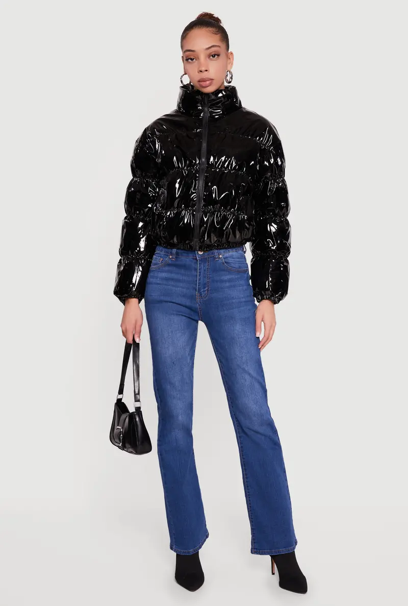 Lustrous Zip-Front Puffer Jacket 1