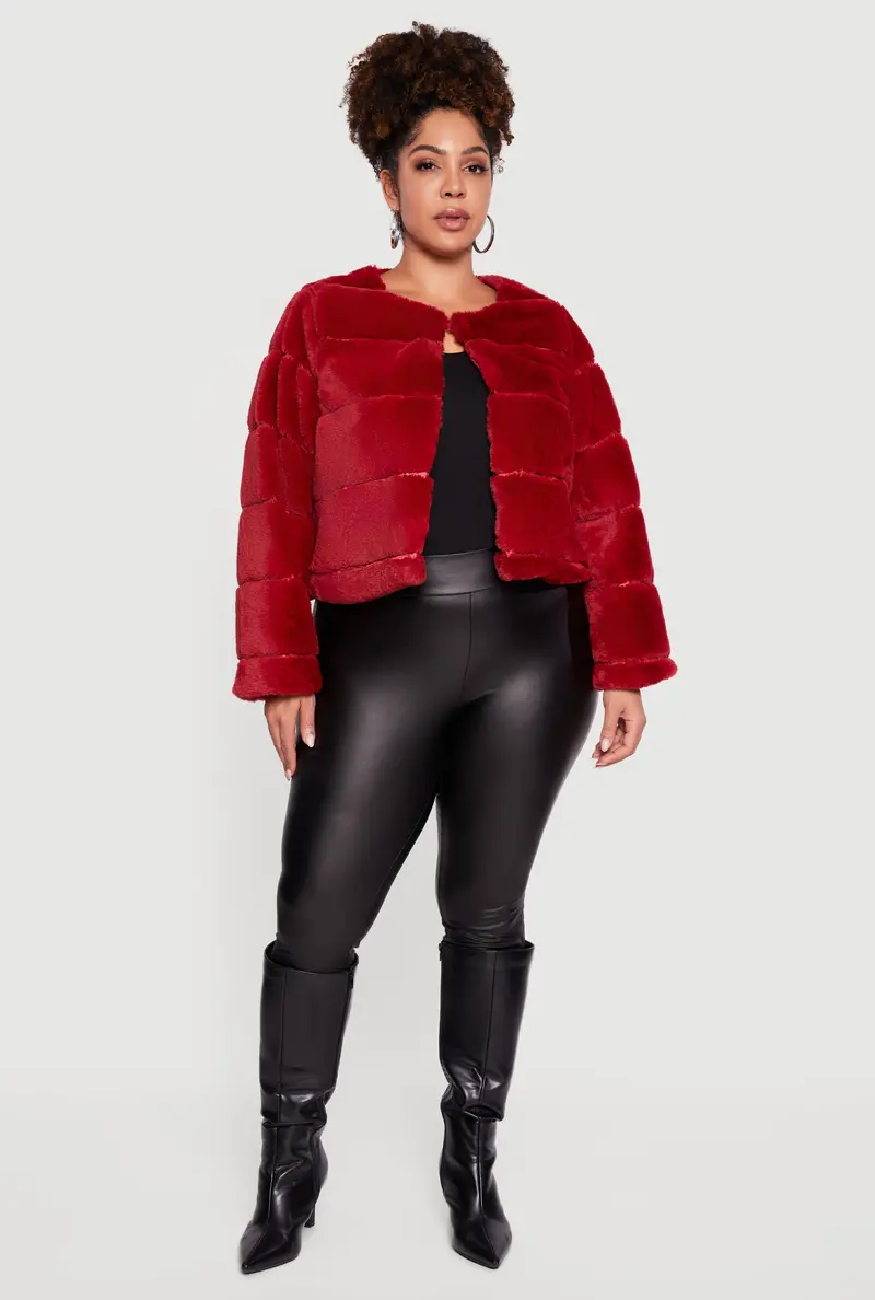 Luxury Faux-Fur Trimmer Jacket – Plus Size 1