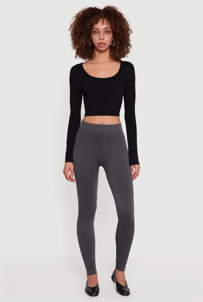 Marled High-Waist Stretch Leggings 1