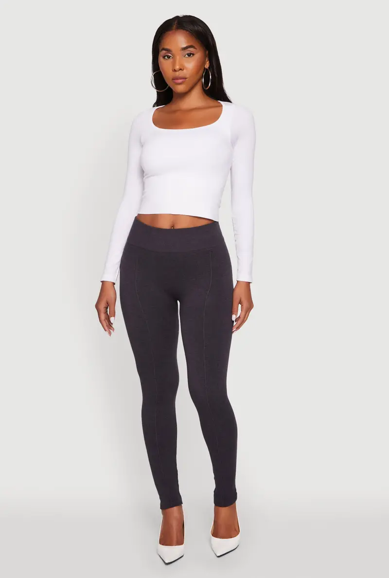 Marled High-Waisted Fleece-Lined Leggings 1