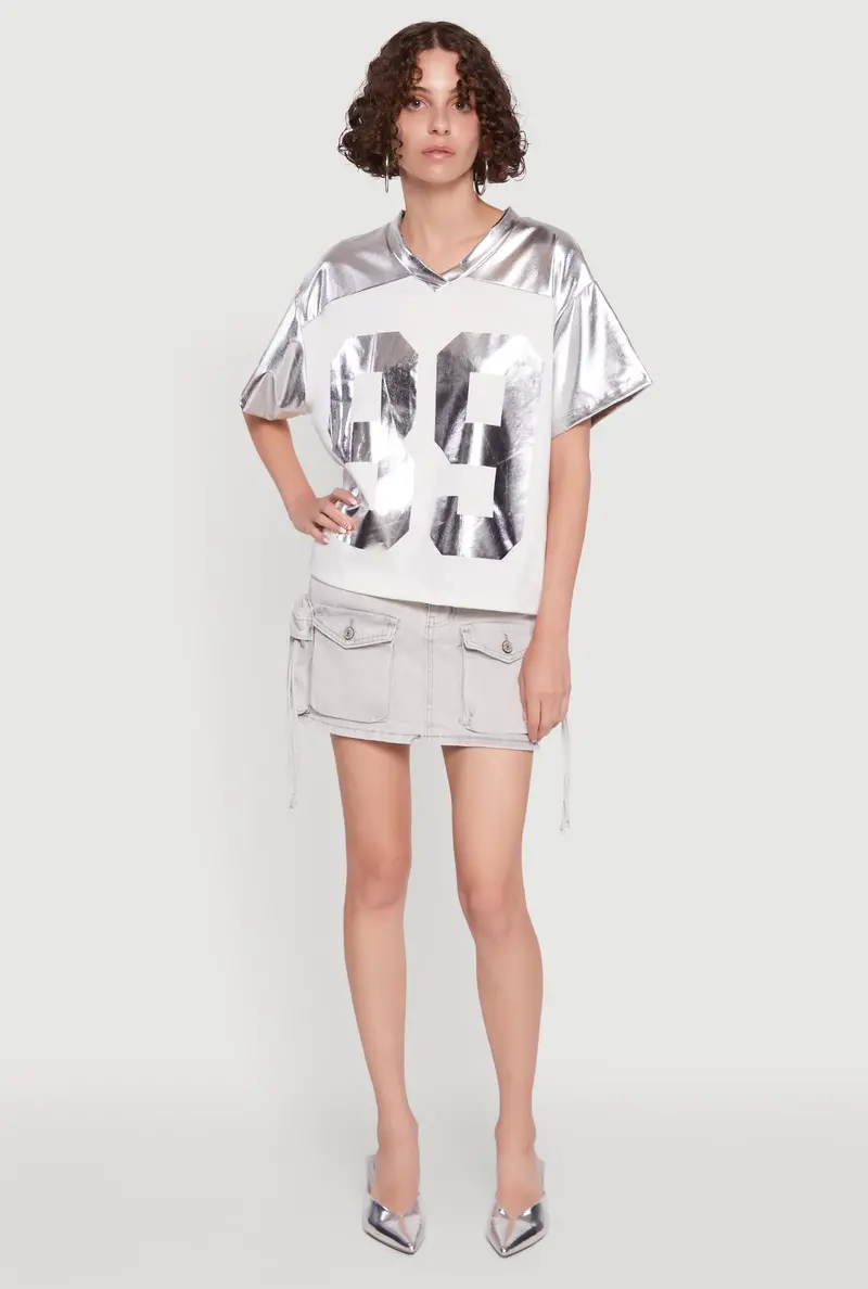 Metallic Finish Football Graphic T-Shirt – ‘89 Retro Style 1