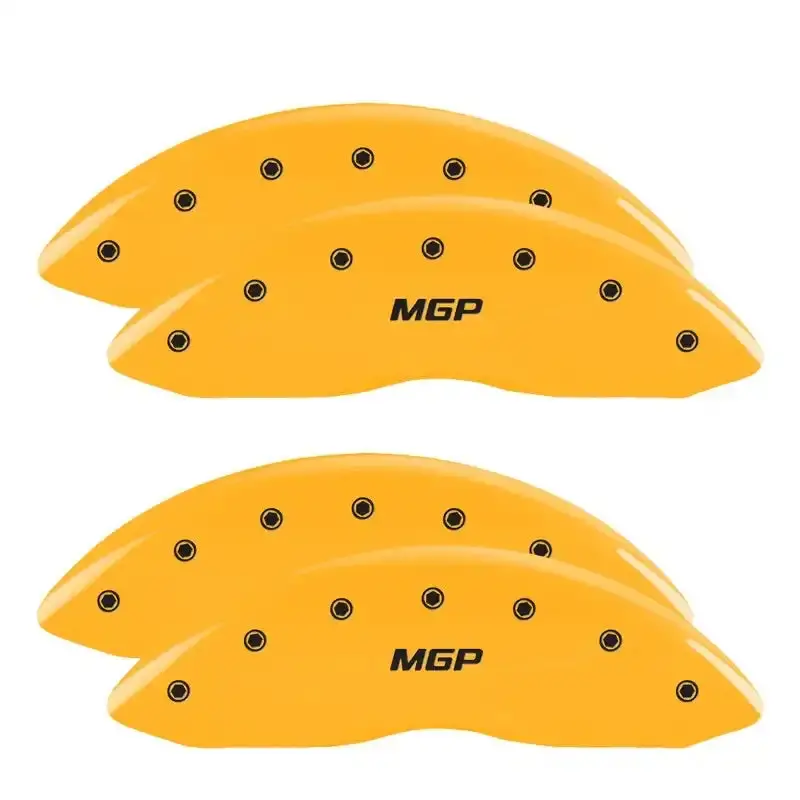 Mgp 4-Piece Caliper Cover Set – Engraved Sport Design With Yellow Accents And Matte Black Background 1