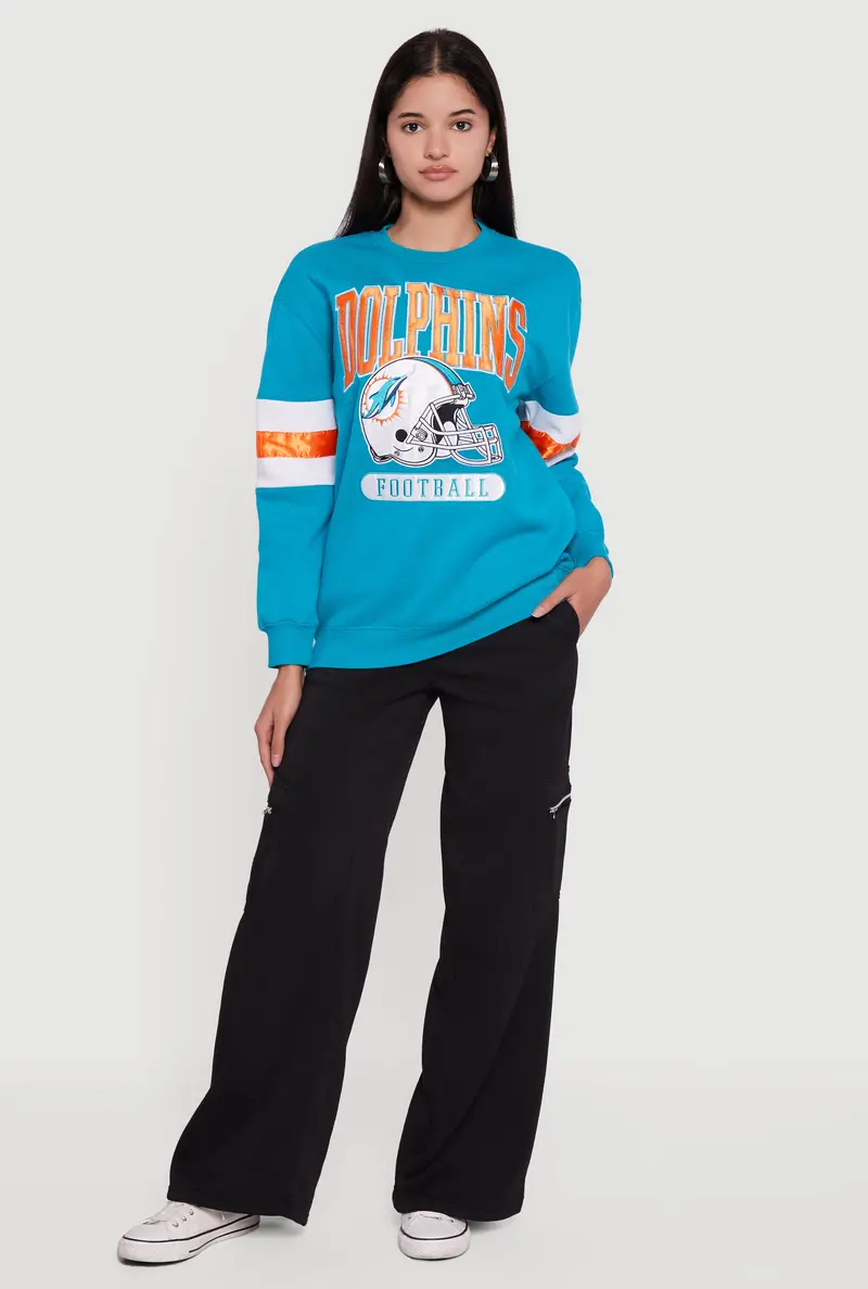 Miami Dolphins Nfl Embroidered Crewneck Sweatshirt 1