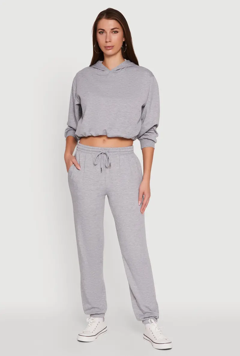 Mid-Rise Fleece Sweatpants With Adjustable Drawstring Waist 1