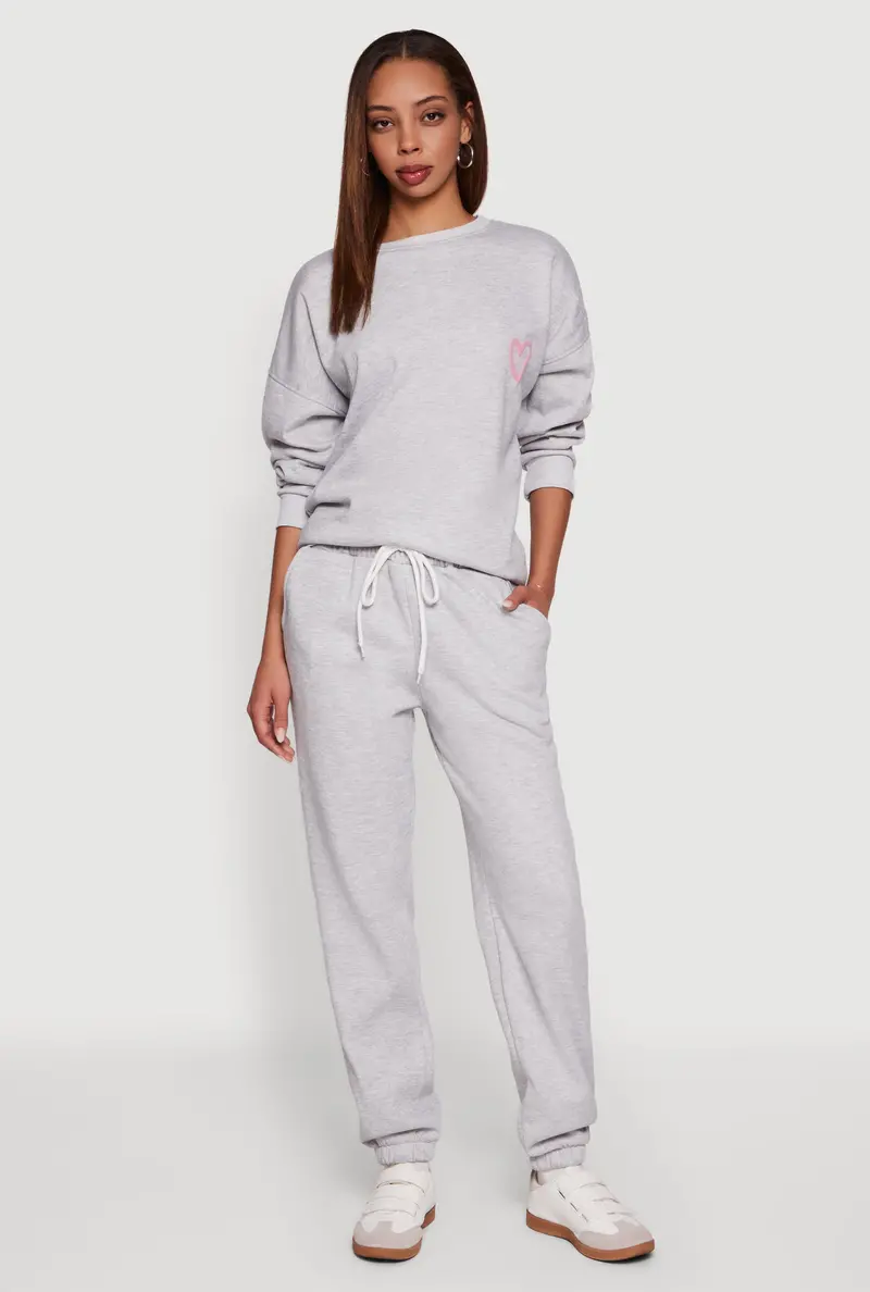 Mid-Rise Fleece Sweatpants With Drawstring Waist 1