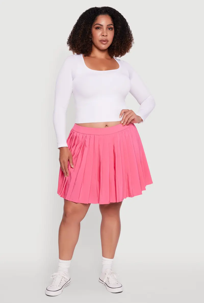 Mini Pleated Tennis Skirt – High-Waisted, Plus Size 1