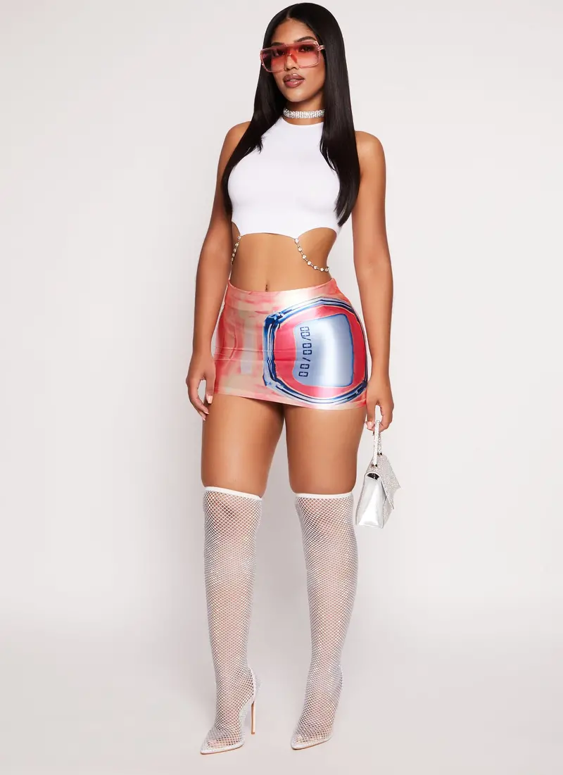 Mini Skirt With Bold Timer Print 1